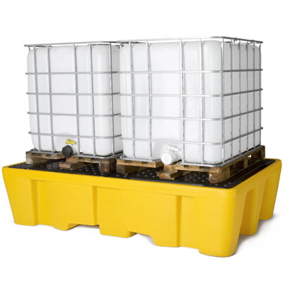 Double IBC Polyethylene Spill Pallet with grating